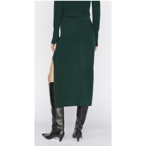 Frame Cashmere Blend Compact Pencil Skirt in Pine - Picture 9 of 13